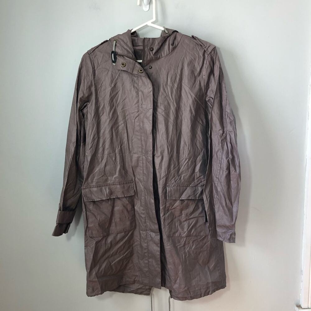 Garnet Hill waxed linen trench coat jacket womens 4 full zip and snap waterproof